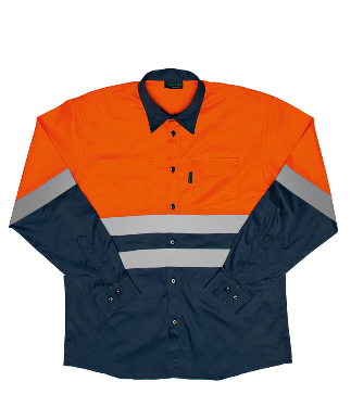 CraftPro Hi-Viz Two-Tone Long Sleeve Reflective Work Shirt with Chest Pockets