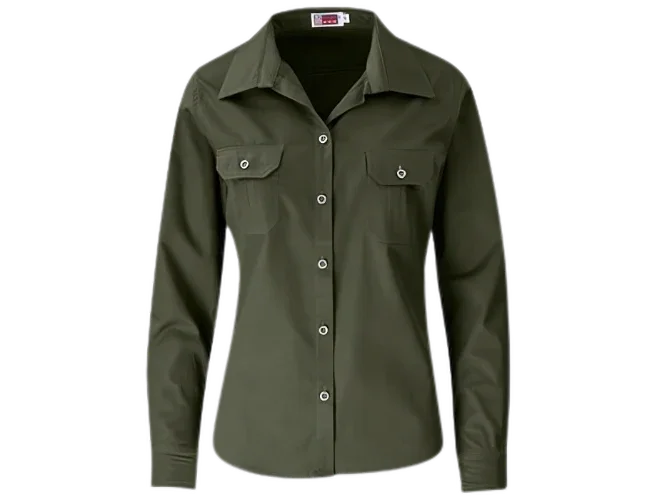 CraftPro Altitude Ladies Long Sleeve Wildstone Safari Shirt – Tailored Fit with Button Pockets and Contrast Yoke