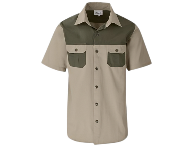 CraftPro Altitude Short Sleeve 2-Tone Bush Shirt – Cotton Twill with Contrast Yoke and Button Pockets