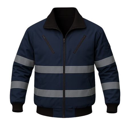 Pioneer Hi-Viz Reflective Bomber Jacket with Zip-Off Sleeves – Quilted, Waterproof, and Convertible