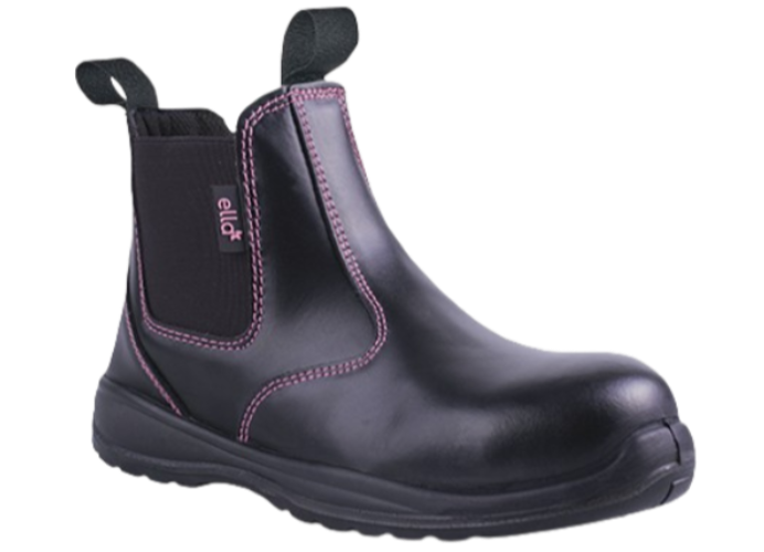 Ella Daisy Ladies Chelsea Safety Boot β STC Leather Slip-On with Steel Toe