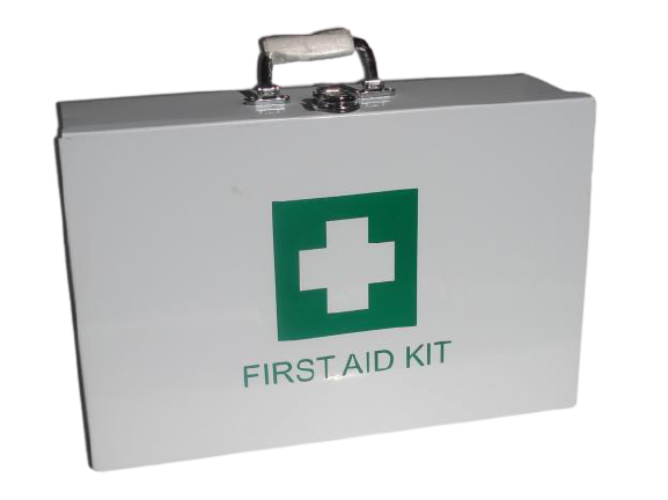 CraftPro white metal first aid kit box – empty medical storage container