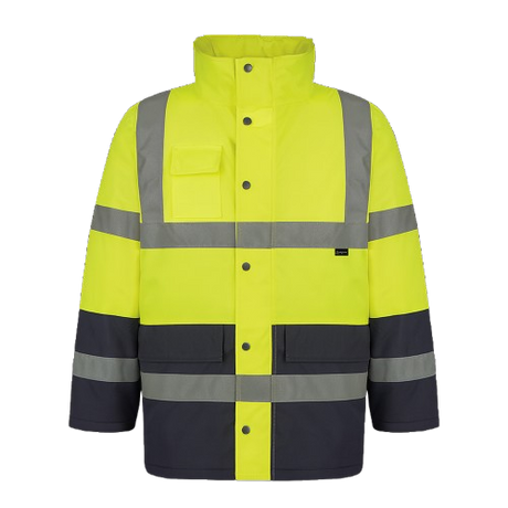CraftPro Two-Tone Reflective Safety Parka Jacket – Lime/Navy or Orange/Navy with Quilted Lining