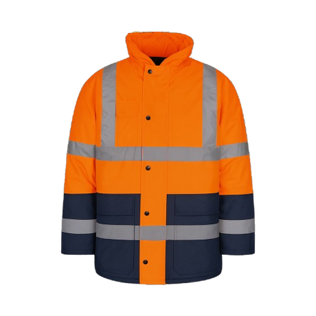 CraftPro Two-Tone Reflective Safety Parka Jacket – Lime/Navy or Orange/Navy with Quilted Lining