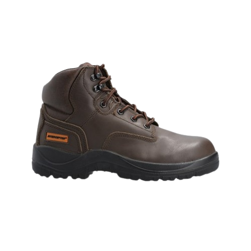 A brown Interceptor Safiri Hiker Safety Boot with a lace-up closure, steel toe cap, and a thick sole designed for outdoor work.