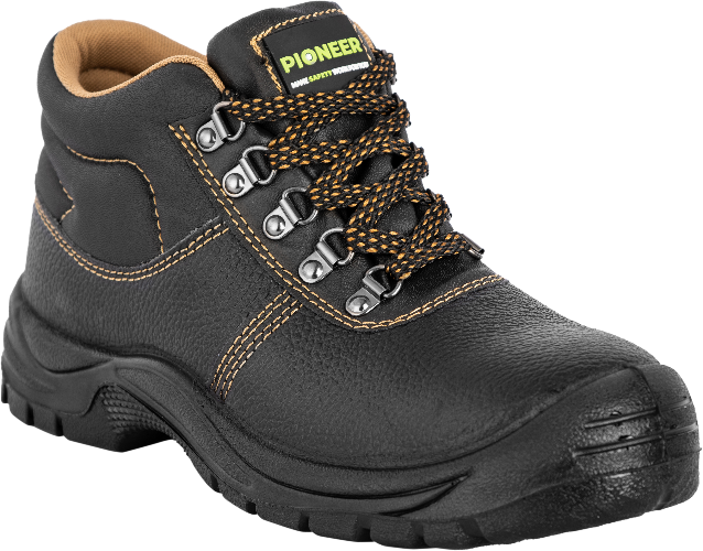 Pioneer PNBT heavy duty safety boots with steel toe and steel midsole protection.