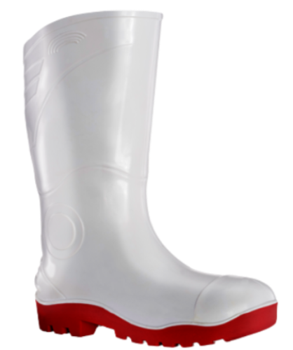 CraftPro White & Red Gumboot – NSTC Waterproof PVC Work Boot, Knee-High
