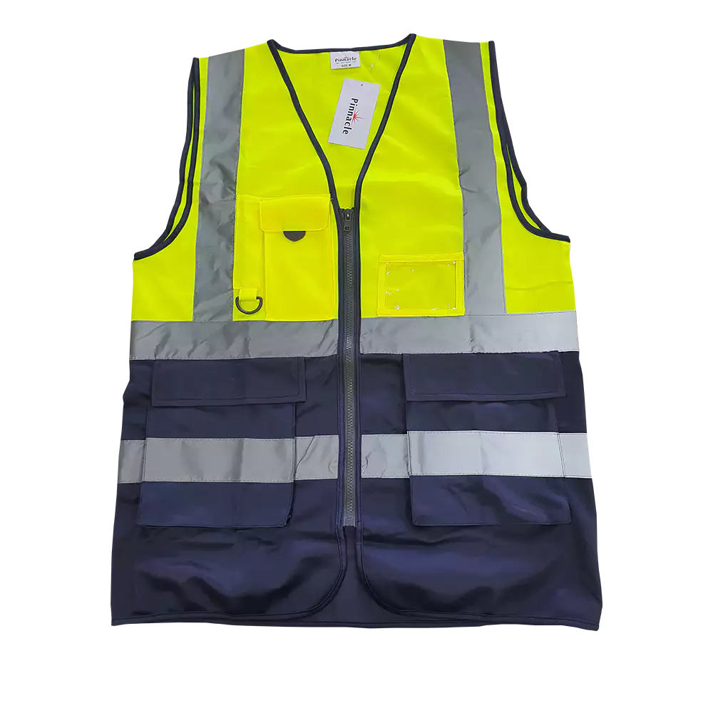 Pinnacle Signalling Hi-Vis Reflective Safety Vest with reflective tape for construction, roadworks and industrial PPE.
