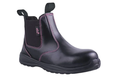 Ella ladies safety footwear – black/pink safety boots and shoes with steel caps and dual-density soles for women’s industrial use in South Africa