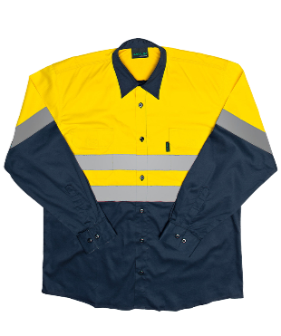CraftPro Hi-Viz Two-Tone Long Sleeve Reflective Work Shirt with Chest Pockets

