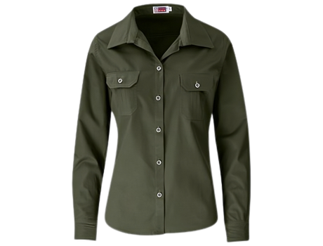 CraftPro Altitude Ladies Long Sleeve Wildstone Safari Shirt – Tailored Fit with Button Pockets and Contrast Yoke


