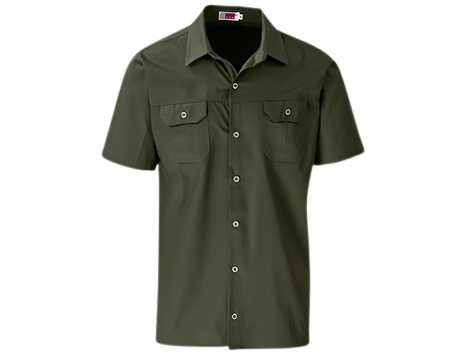 CraftPro Altitude Men’s Wildstone Safari Shirt – Short Sleeve Cotton Twill with Button Pockets

