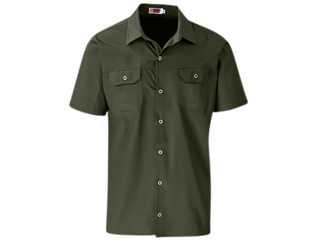 CraftPro Altitude Men’s Wildstone Safari Shirt – Short Sleeve Cotton Twill with Button Pockets

