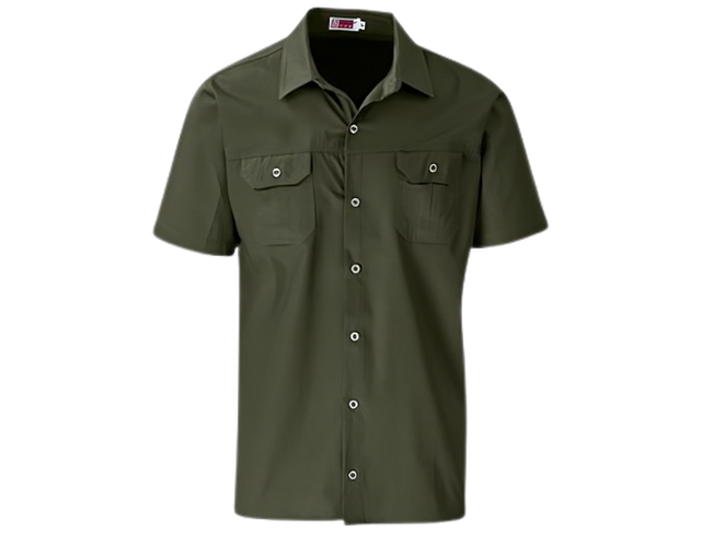CraftPro Altitude Men’s Wildstone Safari Shirt – Short Sleeve Cotton Twill with Button Pockets

