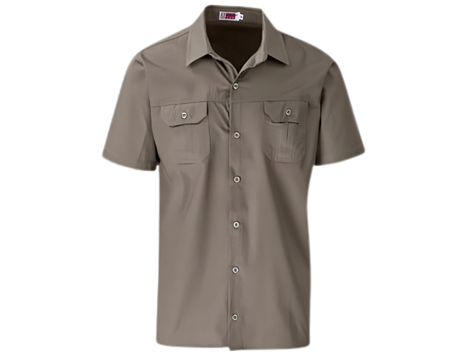 CraftPro Altitude Men’s Wildstone Safari Shirt – Short Sleeve Cotton Twill with Button Pockets

