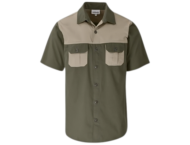 CraftPro Altitude Short Sleeve 2-Tone Bush Shirt – Cotton Twill with Contrast Yoke and Button Pockets

