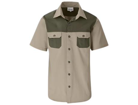 CraftPro Altitude Short Sleeve 2-Tone Bush Shirt – Cotton Twill with Contrast Yoke and Button Pockets

