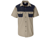 CraftPro Altitude Short Sleeve 2-Tone Bush Shirt – Cotton Twill with Contrast Yoke and Button Pockets

