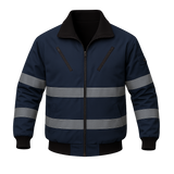 Pioneer Hi-Viz Reflective Bomber Jacket with Zip-Off Sleeves – Quilted, Waterproof, and Convertible
