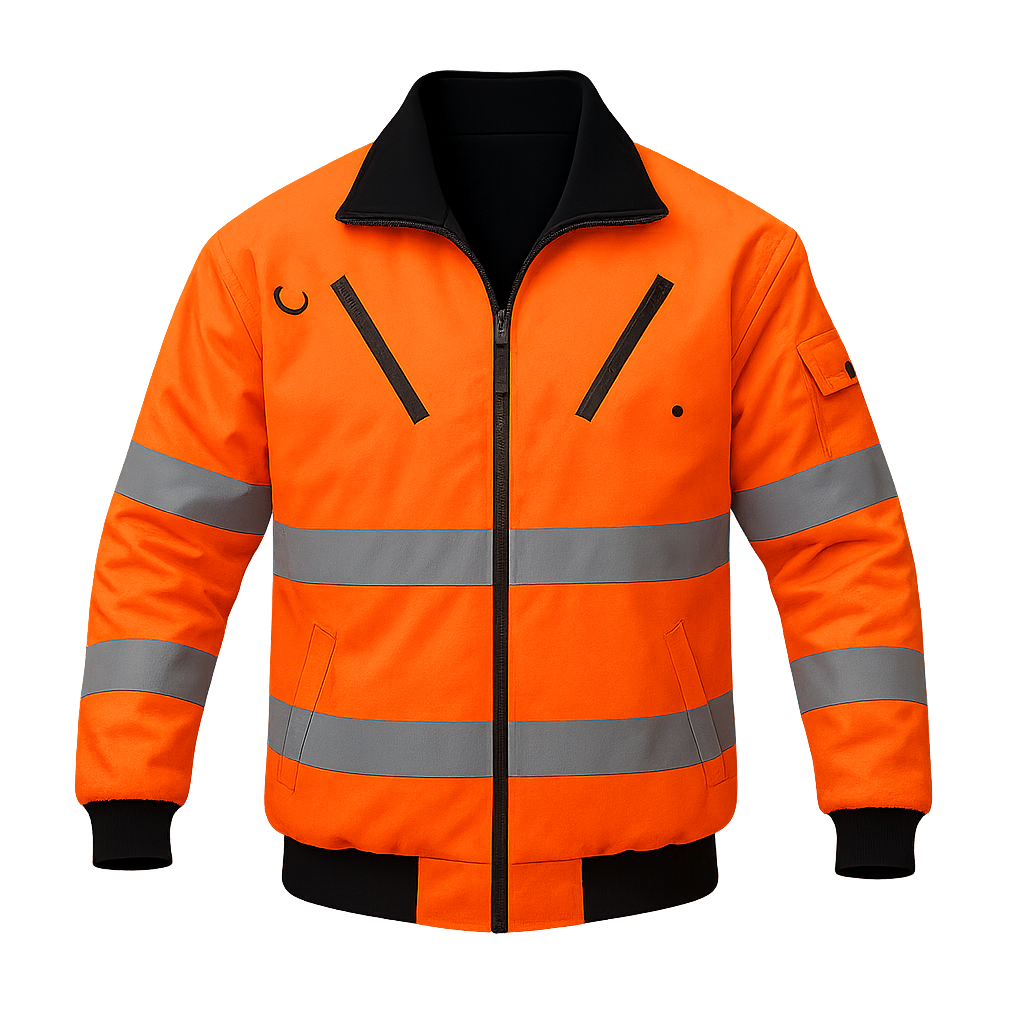 Pioneer Hi-Viz Reflective Bomber Jacket with Zip-Off Sleeves – Quilted, Waterproof, and Convertible
