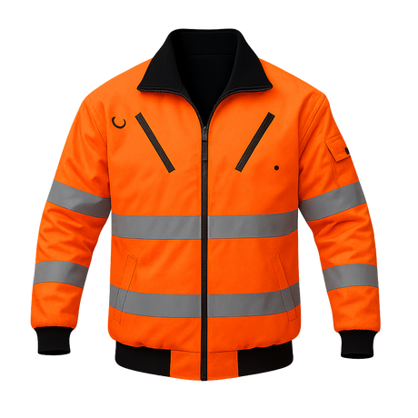 Pioneer Hi-Viz Reflective Bomber Jacket with Zip-Off Sleeves – Quilted, Waterproof, and Convertible
