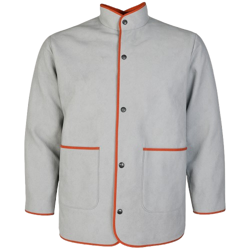 CraftPro Chrome Leather Welding Jacket – Heavy-Duty Heat and Spark Resistant Workwear
