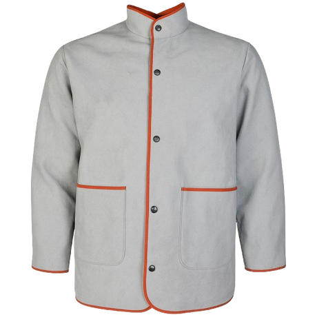 CraftPro Chrome Leather Welding Jacket – Heavy-Duty Heat and Spark Resistant Workwear
