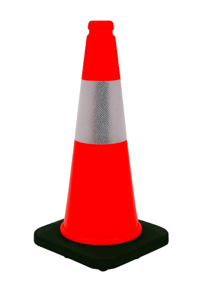 CraftPro Heavy Duty Traffic Cone with Black Rubber Base
