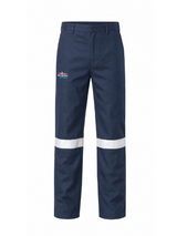 Vulcan D59 Blaze Flame and Acid Conti Trouser with reflective tape, 100% cotton flame-retardant and acid-resistant industrial workwear for mining, welding, construction, and oil & gas industries.