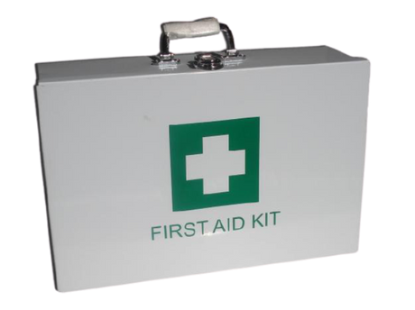CraftPro white metal first aid kit box – empty medical storage container