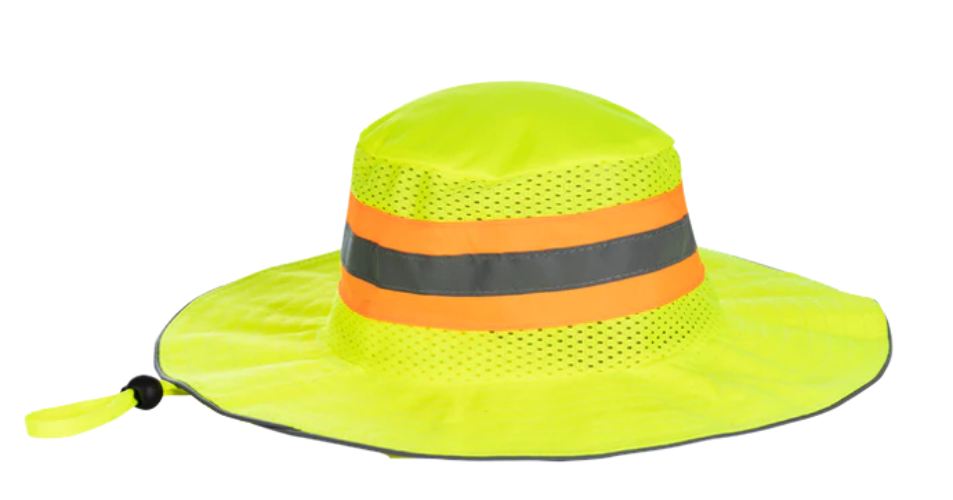 CraftPro Hi-Viz Bush Hat – Reflective Wide-Brim PPE Hat for Outdoor Safety

