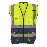 CraftPro Two-Tone Reflective Signaling Vest – With Zip, ID Pouch & Utility Pockets

