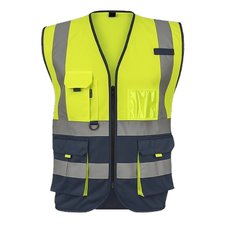 CraftPro Two-Tone Reflective Signaling Vest – With Zip, ID Pouch & Utility Pockets
