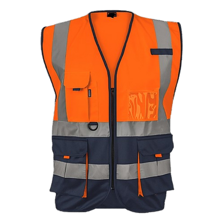 CraftPro Two-Tone Reflective Signaling Vest – With Zip, ID Pouch & Utility Pockets
