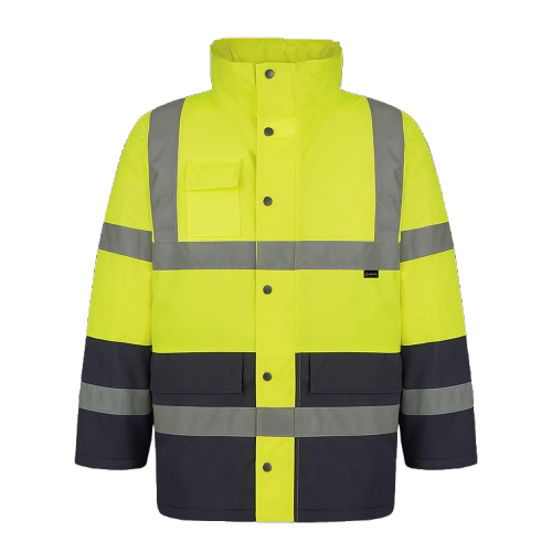 CraftPro Two-Tone Reflective Safety Parka Jacket – Lime/Navy or Orange/Navy with Quilted Lining
