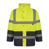 CraftPro Two-Tone Reflective Safety Parka Jacket – Lime/Navy or Orange/Navy with Quilted Lining
