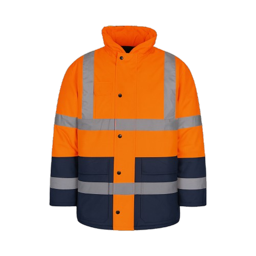 CraftPro Two-Tone Reflective Safety Parka Jacket – Lime/Navy or Orange/Navy with Quilted Lining
