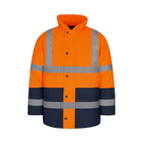 CraftPro Two-Tone Reflective Safety Parka Jacket – Lime/Navy or Orange/Navy with Quilted Lining
