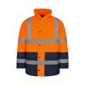CraftPro Two-Tone Reflective Safety Parka Jacket – Lime/Navy or Orange/Navy with Quilted Lining
