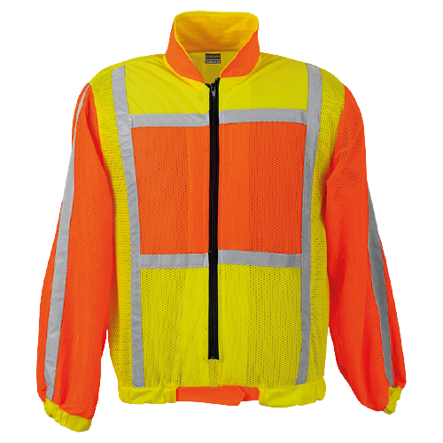 CraftPro Two-Tone Long-Sleeve Reflective Safety Jacket – Orange/Lime with Zip Closure

