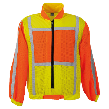 CraftPro Two-Tone Long-Sleeve Reflective Safety Jacket – Orange/Lime with Zip Closure

