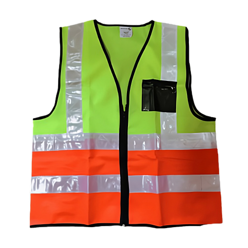 CraftPro Hi-Viz Two-Tone Reflective Safety Vest – Orange/Lime with Zip and ID Pocket

