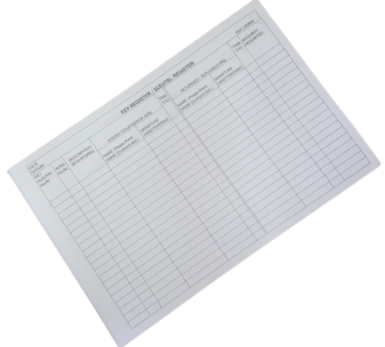 CraftPro A4 Key Register Entry Book – 200 Pages in Landscape Format for Access Control

