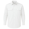 CraftPro Long Sleeve Pilot Shirt – White and Blue Uniform Shirt with Epaulettes
