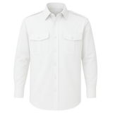 CraftPro Long Sleeve Pilot Shirt – White and Blue Uniform Shirt with Epaulettes
