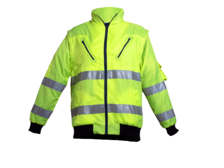 CraftPro Passion Hi-Viz Reflective Bunny/Bomber Jacket with Zip-Off Sleeves – Waterproof & Quilted

