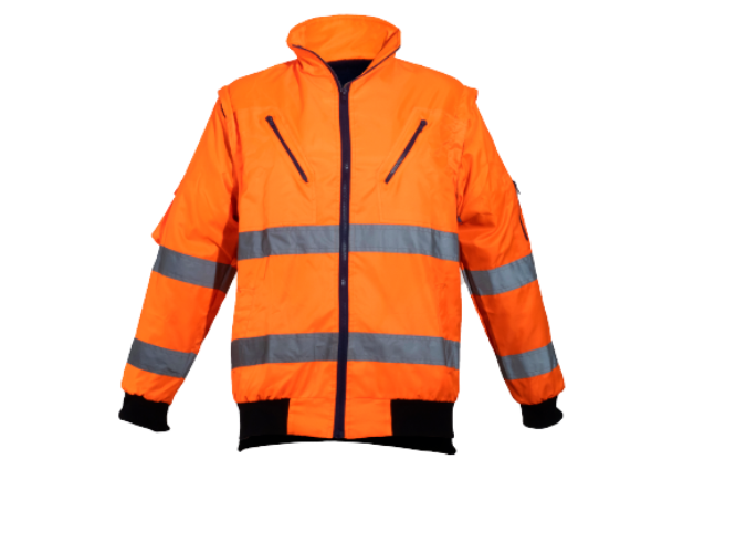 CraftPro Passion Hi-Viz Reflective Bunny/Bomber Jacket with Zip-Off Sleeves – Waterproof & Quilted

