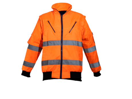 CraftPro Passion Hi-Viz Reflective Bunny/Bomber Jacket with Zip-Off Sleeves – Waterproof & Quilted

