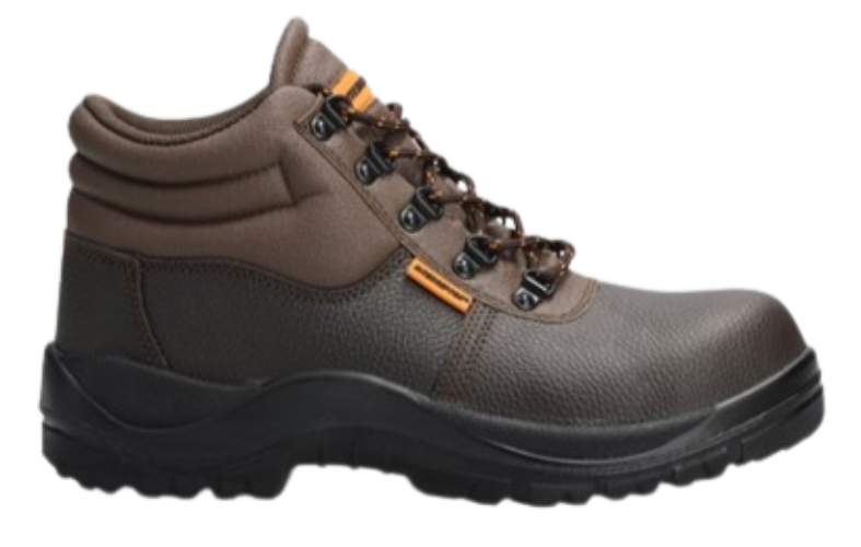 A black Interceptor Askari Mid Safety Boot with a steel toe cap and a dual-density PU sole.