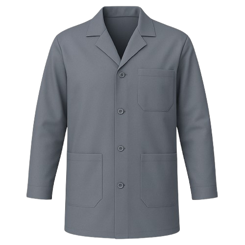 CraftPro Polycotton Dust Coat with Lapel Collar and Button Closure – 3-Pocket Design
